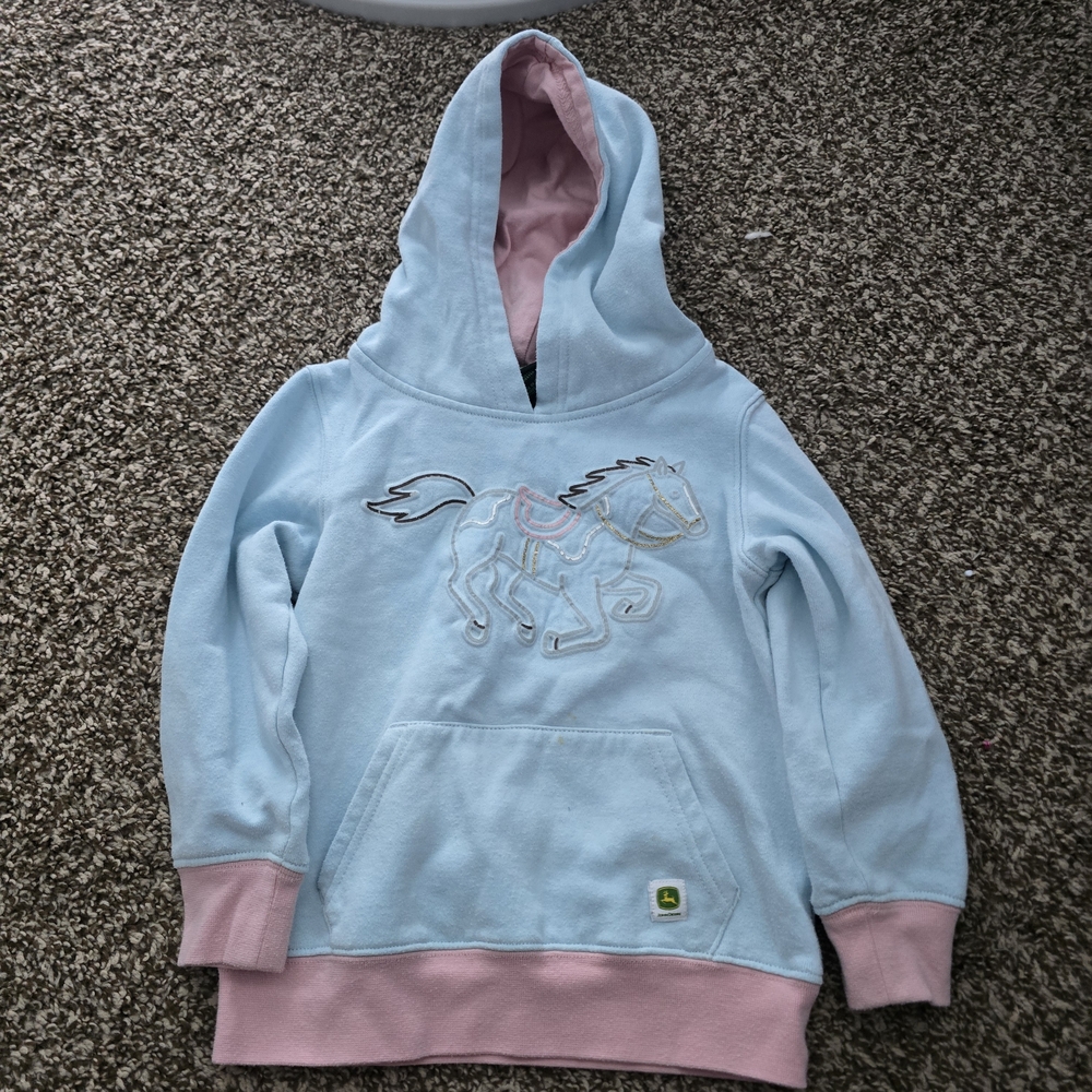 Kids Blue and Pink Horse Hoodie